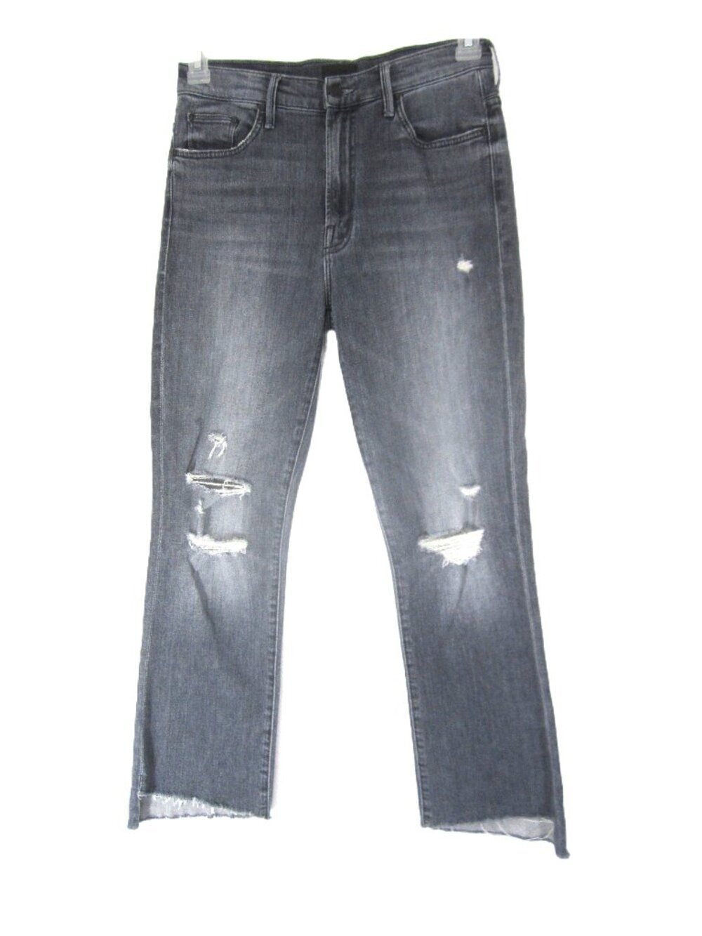 Mother 28 The Insider Crop Step Fray Boot Cropped Jeans in Ace of Spades Gray